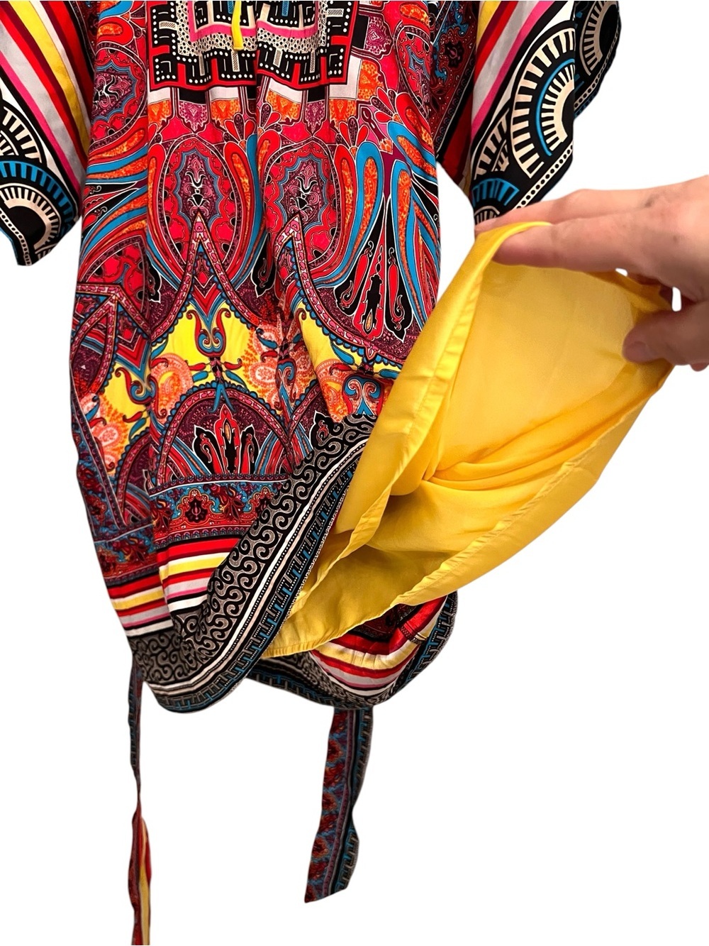 Cache Paisley Striped Multicolored Silk Blend Boho Tunic Dress Women’s Large - Picture 6 of 9